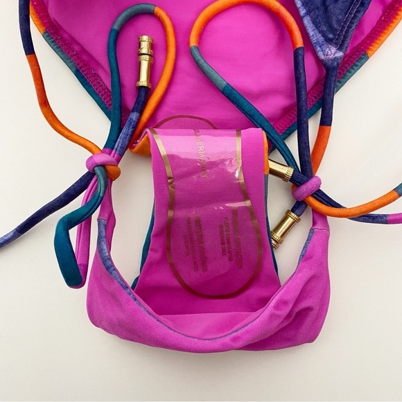 New! Vix Multicolored Stripe Tie Waist String Bikini Bottom - Picture 4 of 5